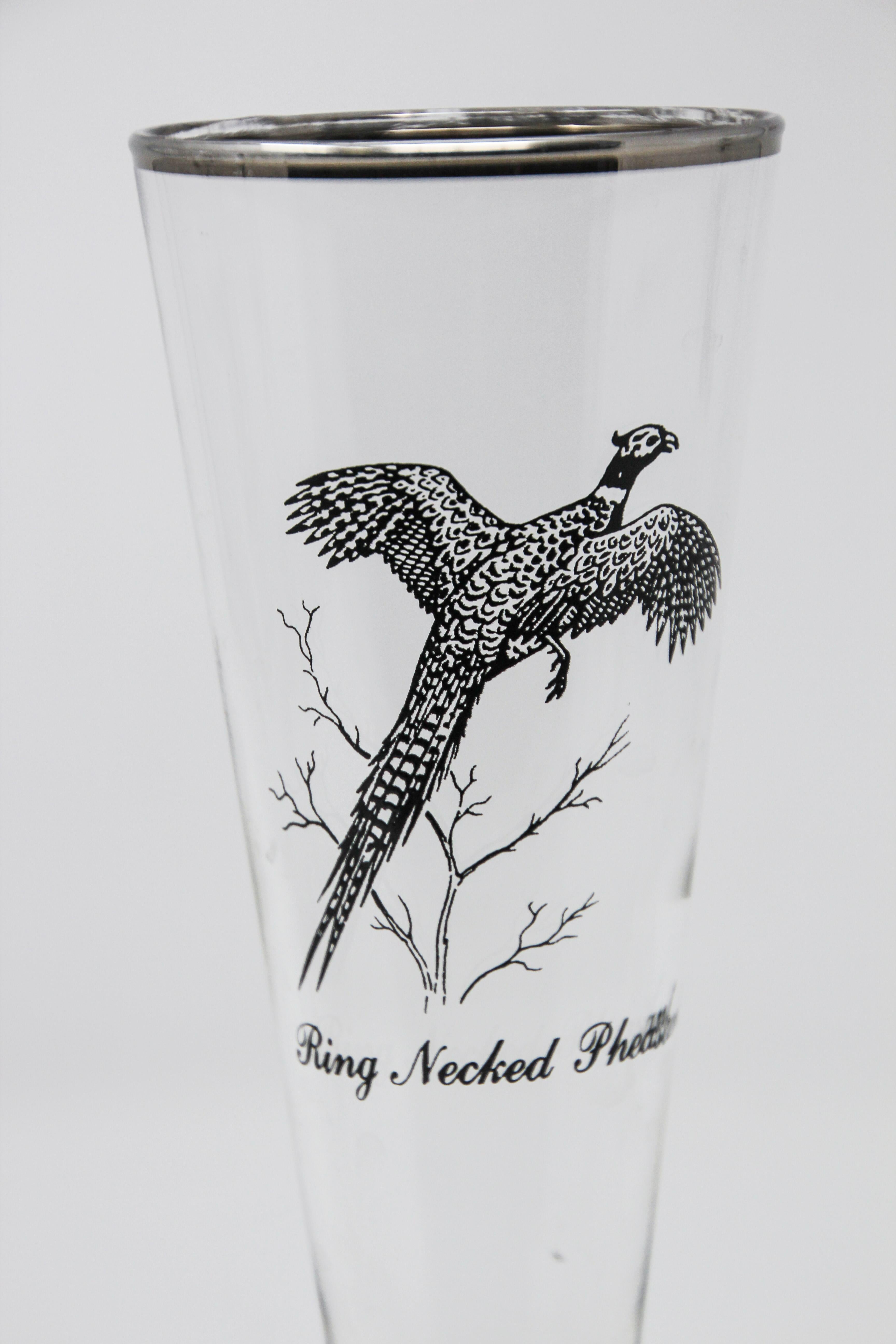 Set of Four Vintage Federal Glass Game Bird Pilsner Glasses In Good Condition For Sale In North Hollywood, CA