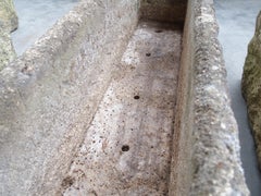 Set of Four Vintage French Cast Stone Garden Trough Planters