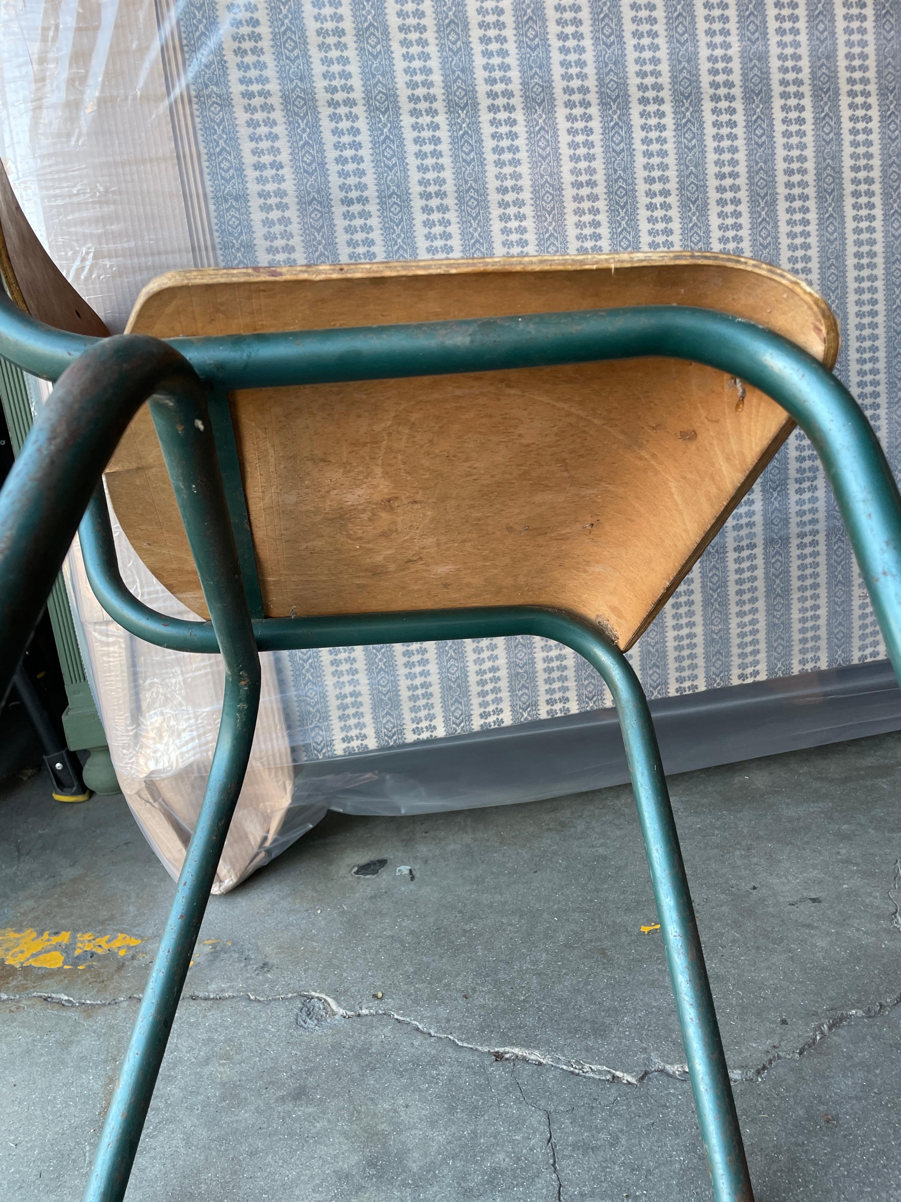Set of Four Vintage French School Chairs In Fair Condition In Los Angeles, CA