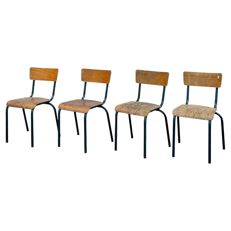 Set of Four Vintage French School Chairs For Sale at 1stDibs school