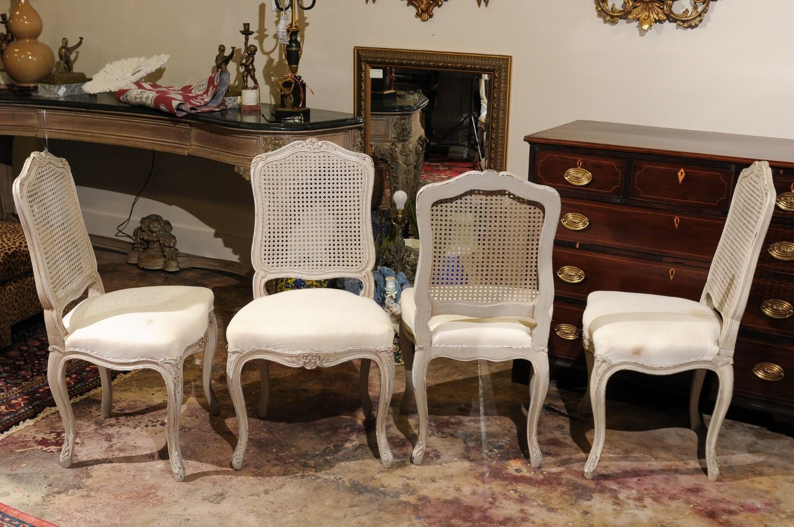 Set of Four Vintage French Side Chairs For Sale 2