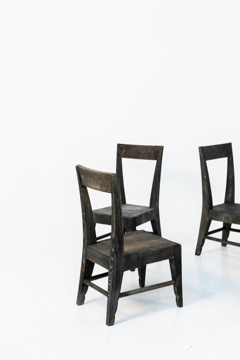 Set of Four Vintage French Wooden Chairs For Sale at 1stDibs