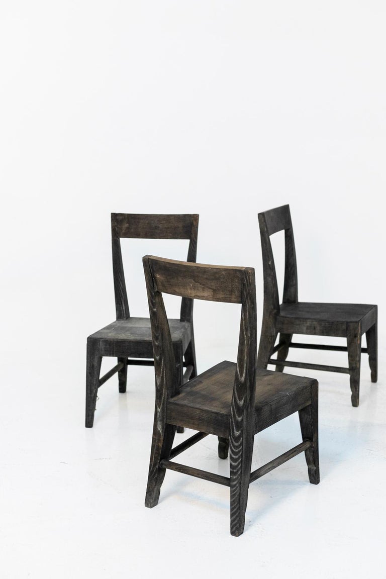 Set of Four Vintage French Wooden Chairs For Sale at 1stDibs
