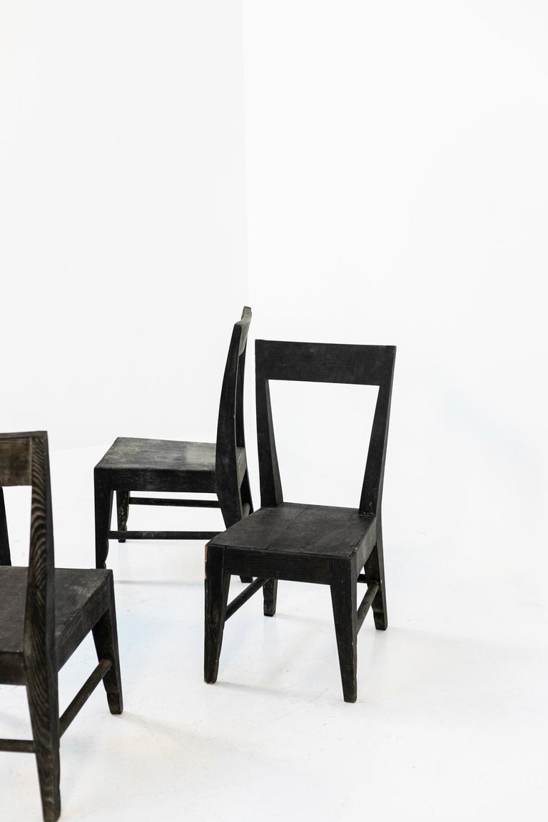 Set of Four Vintage French Wooden Chairs For Sale at 1stDibs