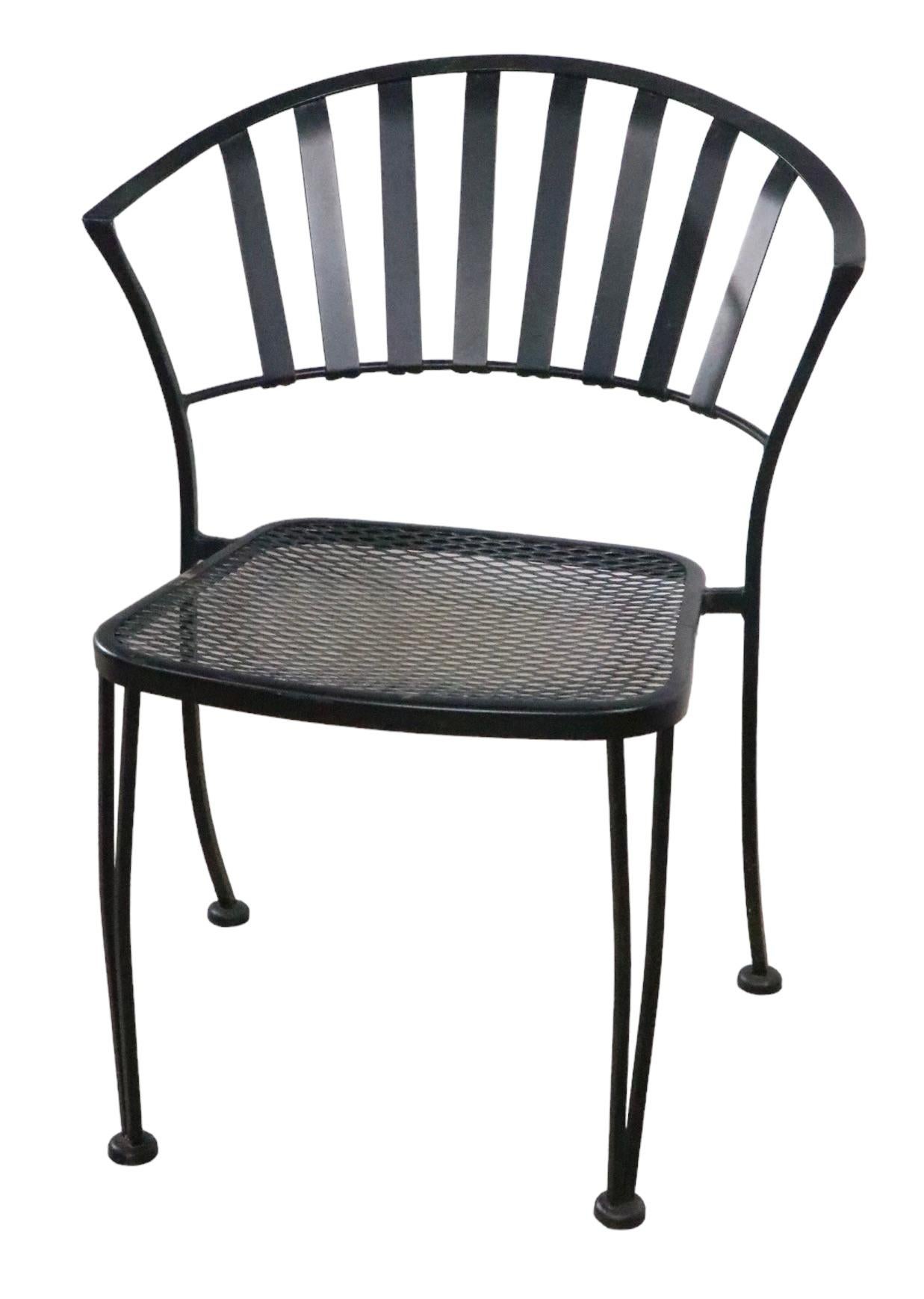 Set of Four Vintage Garden Patio Poolside Metal Strap Dining Chairs For Sale 7