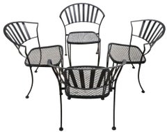 Set of Four Vintage Garden Patio Poolside Metal Strap Dining Chairs