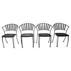 Set of Four Vintage Garden Patio Poolside Metal Strap Dining Chairs