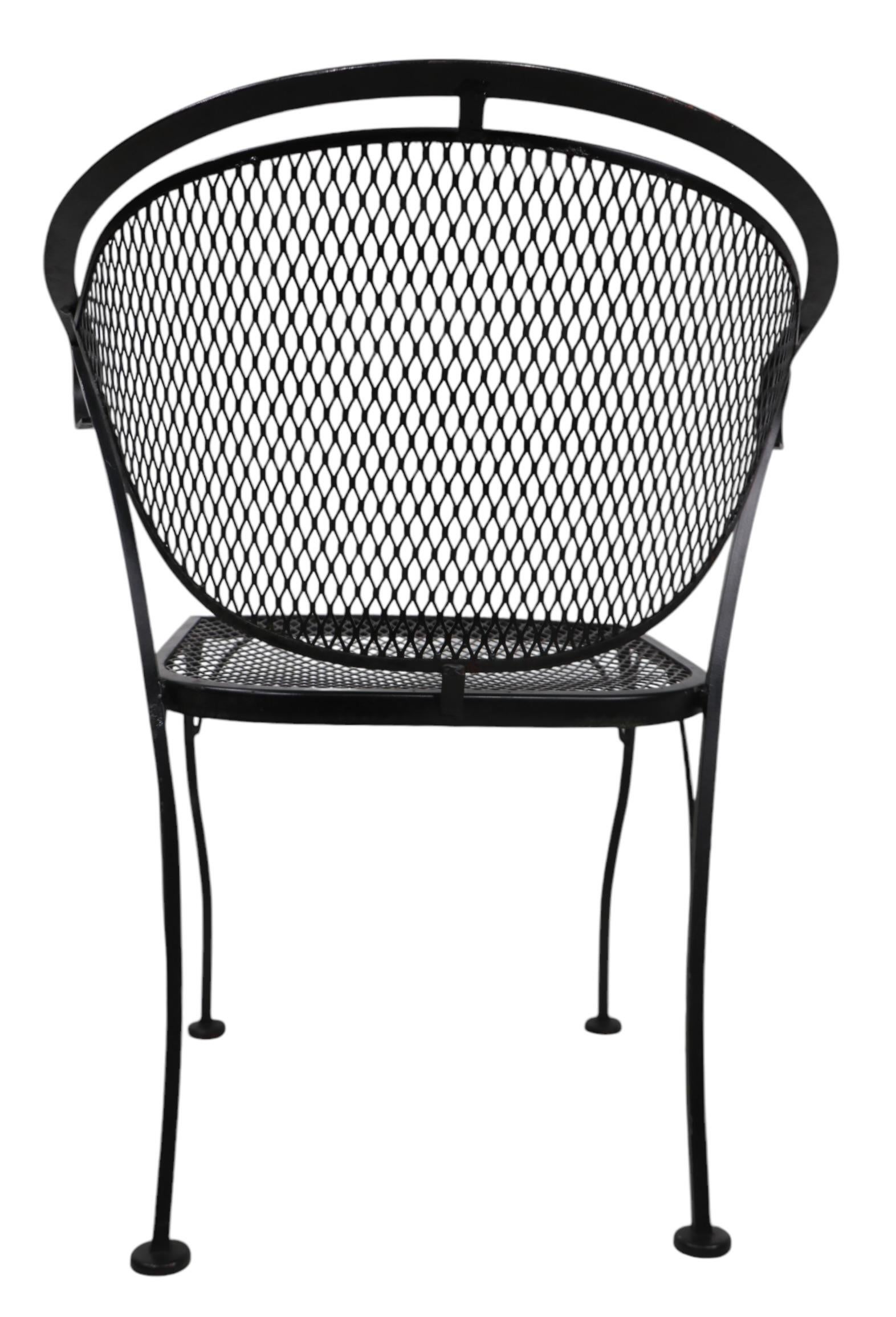 Satz von vier Vintage Garten Patio Poolside Schmiedeeisen  Esszimmerstühle von Woodard im Angebot 6