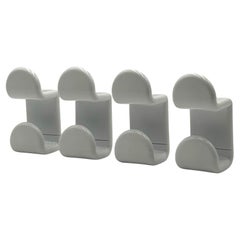 Set of Four Vintage Gedy Hooks in White Plastic Italy 1970s Space Age