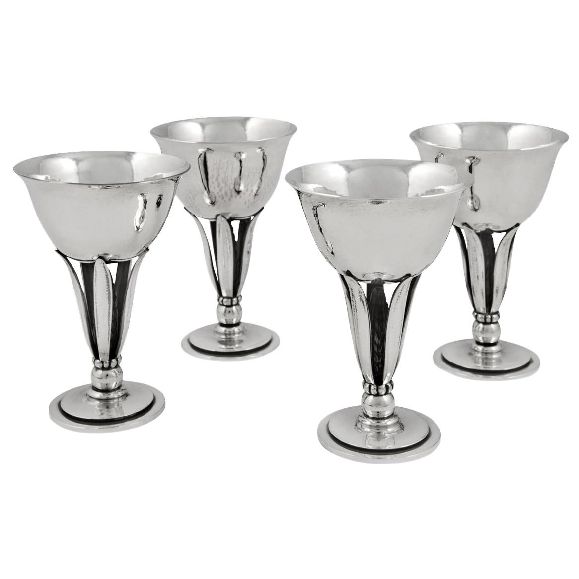 Set of Four Vintage Georg Jensen Goblets #462 by Harald Nielsen For Sale