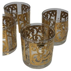 Set of Four Vintage Georges Briard Spanish Gold Rocks Glasses