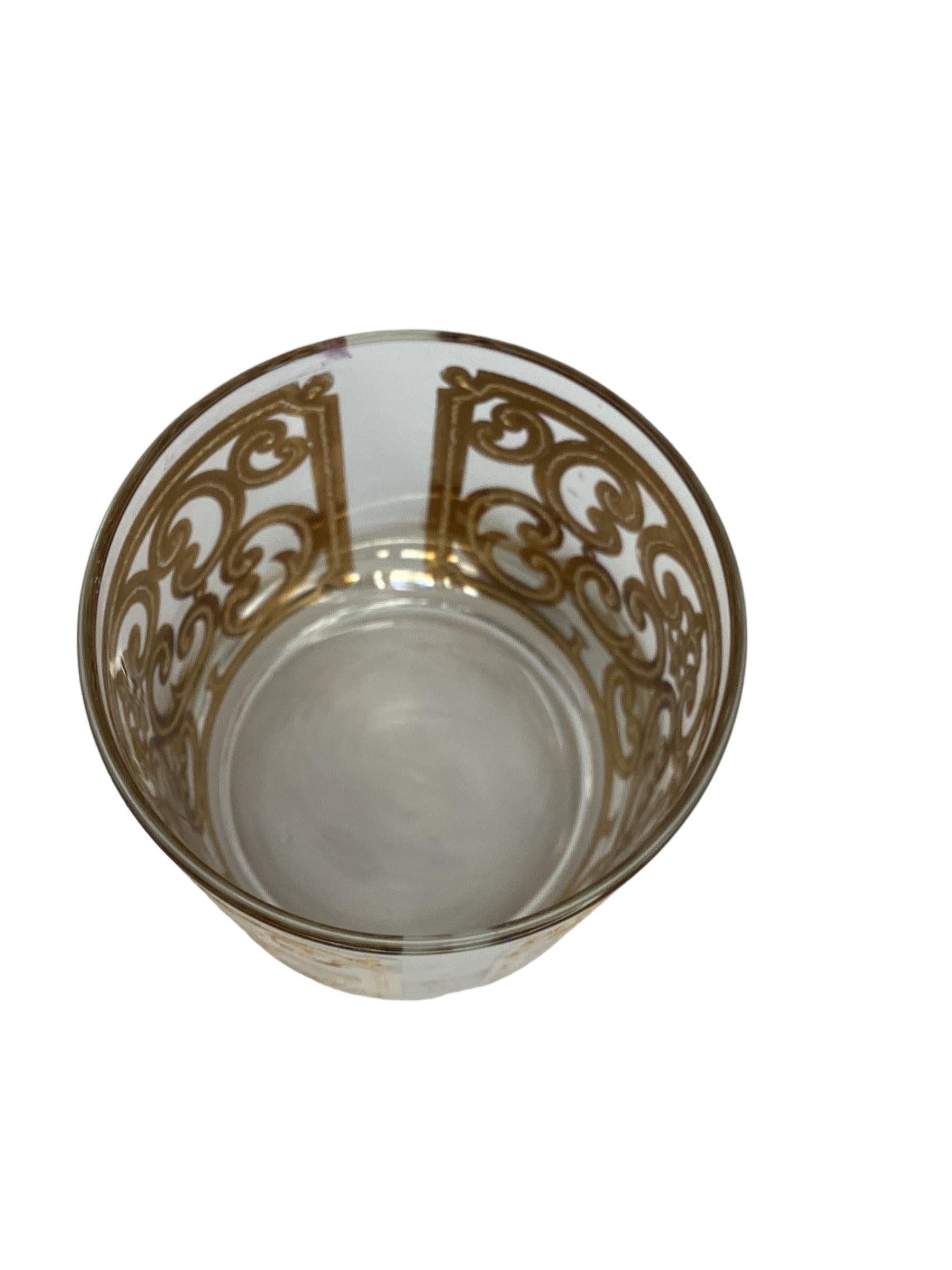 Mid-Century Modern Georges Briard ensemble de quatre verres vintage espagnols à motif roches dorées  en vente