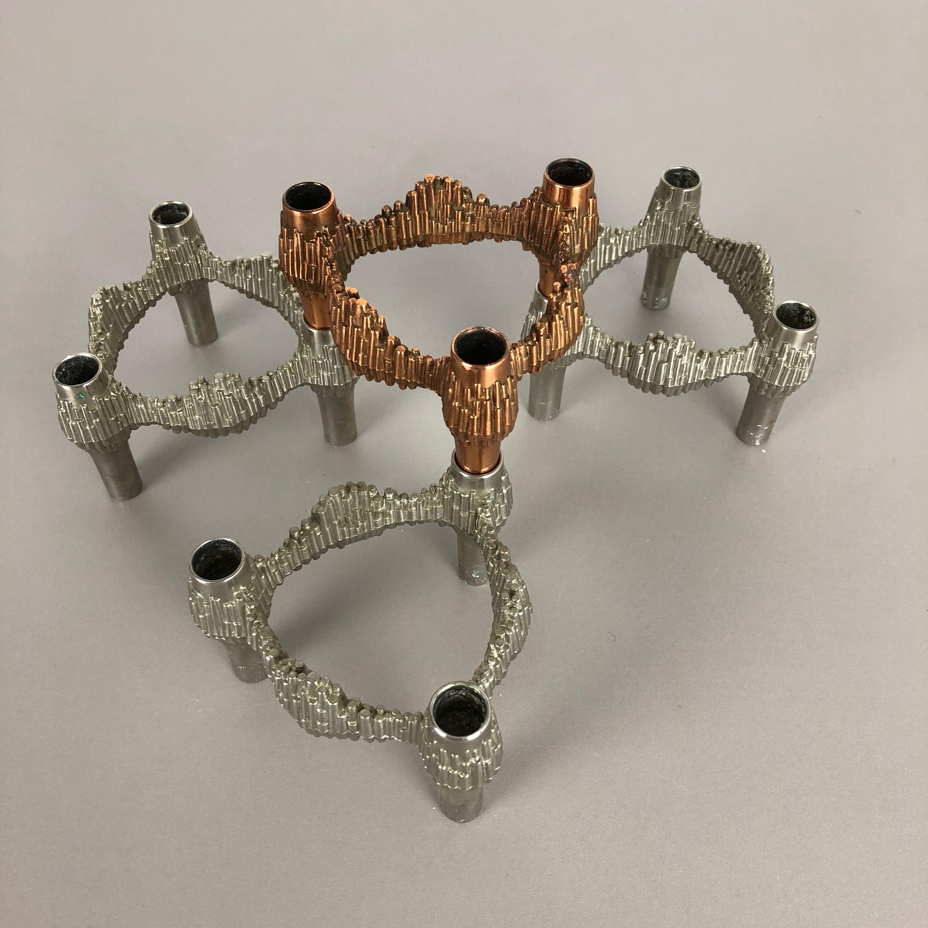 Set of Four Vintage German Metal Variomaster Candleholder Elements, Quist, 1970s 2