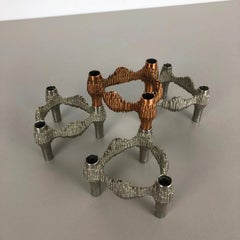 Set of Four Vintage German Metal Variomaster Candleholder Elements, Quist, 1970s
