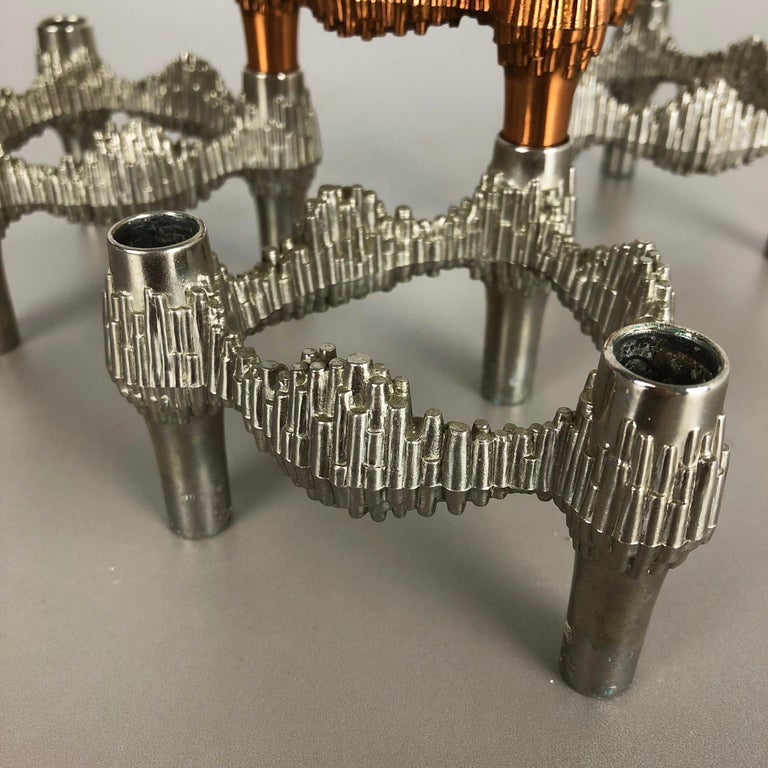Set of Four Vintage German Metal Variomaster Candleholder Elements