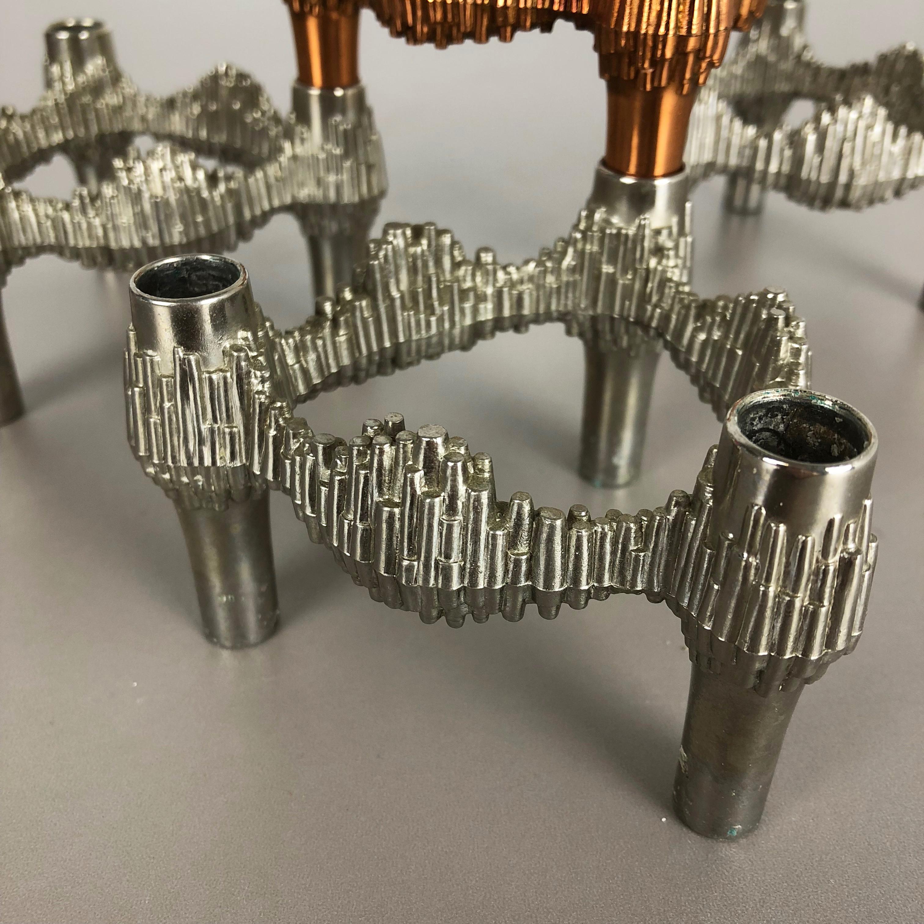 Set of Four Vintage German Metal Variomaster Candleholder Elements, Quist, 1970s 1