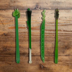 Set of Four Vintage Glass Bloody Mary Swizzle Sticks