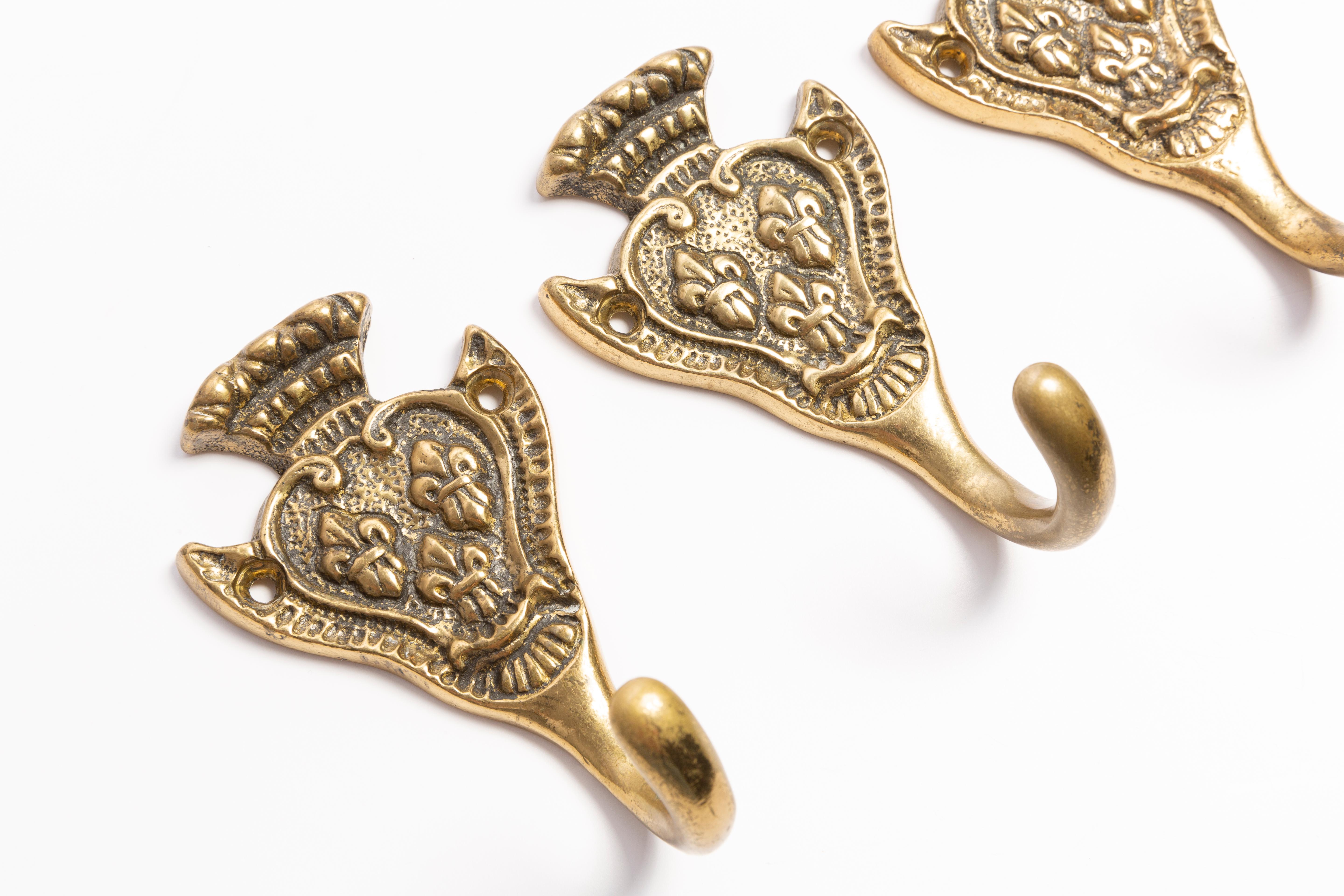 Italian Set of Four Vintage Gold Decorative Wall Hangers, Europe, 1960s For Sale