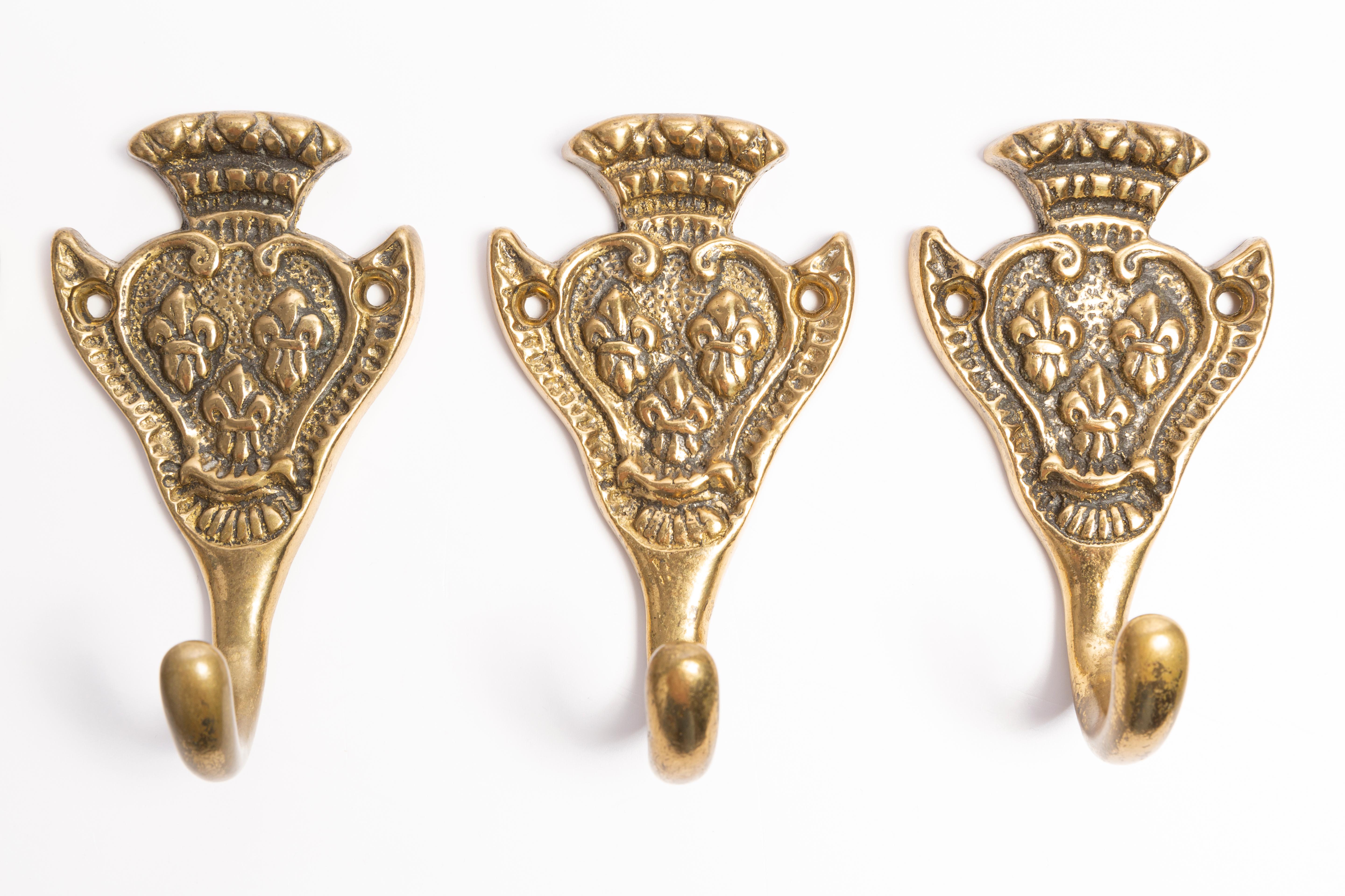 Set of Four Vintage Gold Decorative Wall Hangers, Europe, 1960s In Good Condition For Sale In 05-080 Hornowek, PL