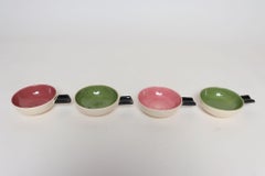 Set of Four Vintage Green and Pink Ceramic Ramekins/Ashtrays by Charles Wilton