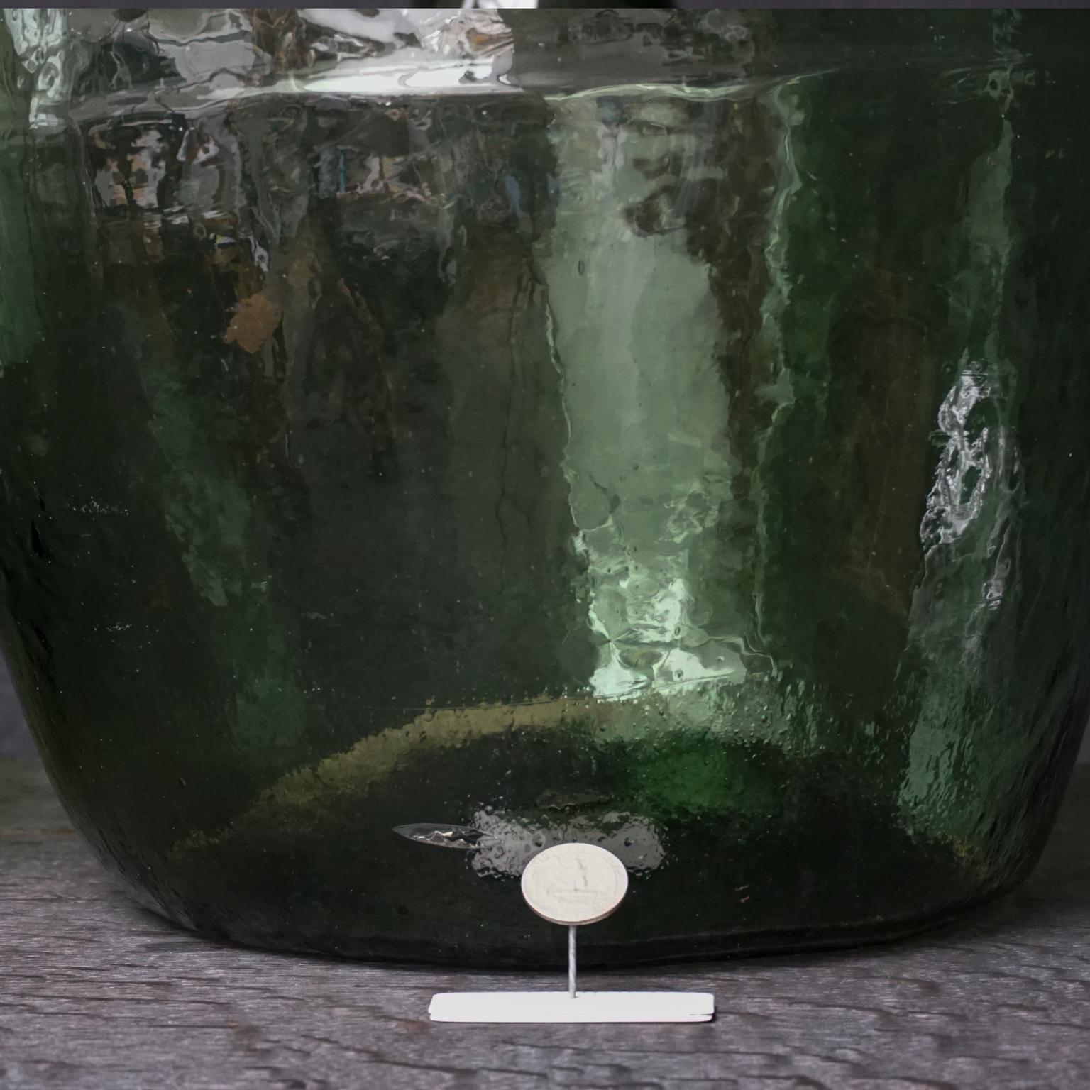Set of Four Vintage Green Glass Bottles Demijohns, Lady Jeanne or Carboys 7