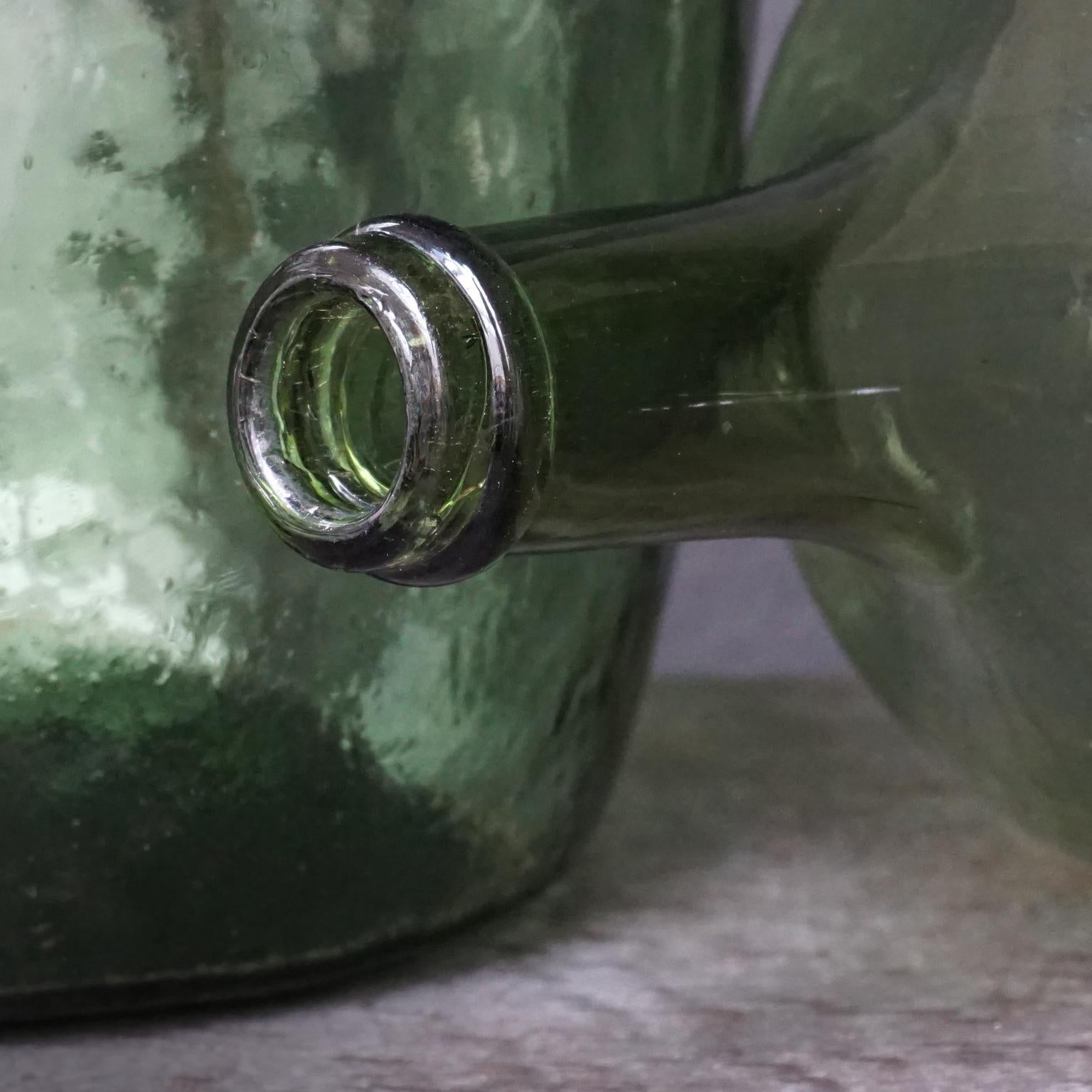Set of Four Vintage Green Glass Bottles Demijohns, Lady Jeanne or Carboys 9