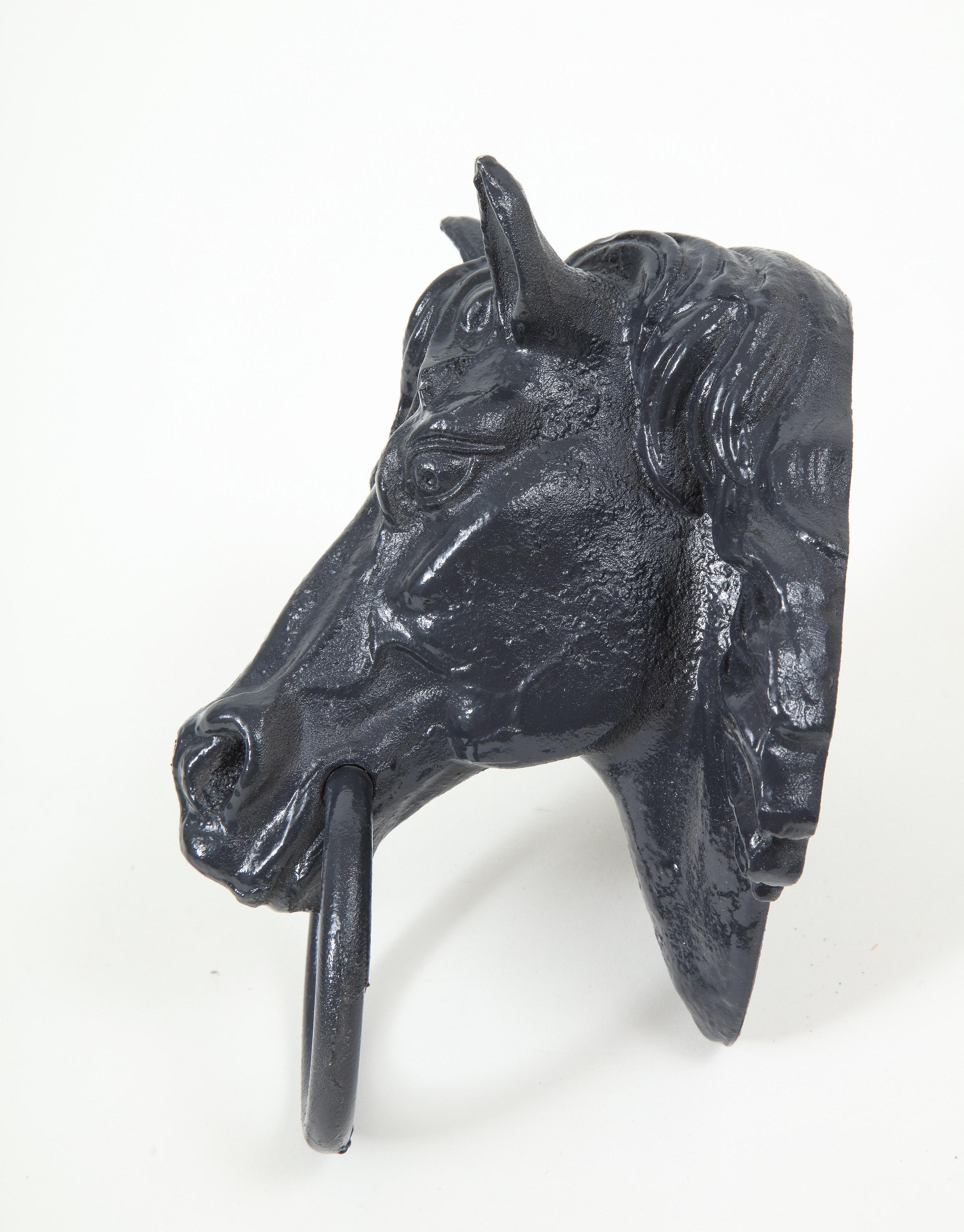 Set of Four Vintage Hermès Cast Iron Horse Heads In Excellent Condition In New York, NY