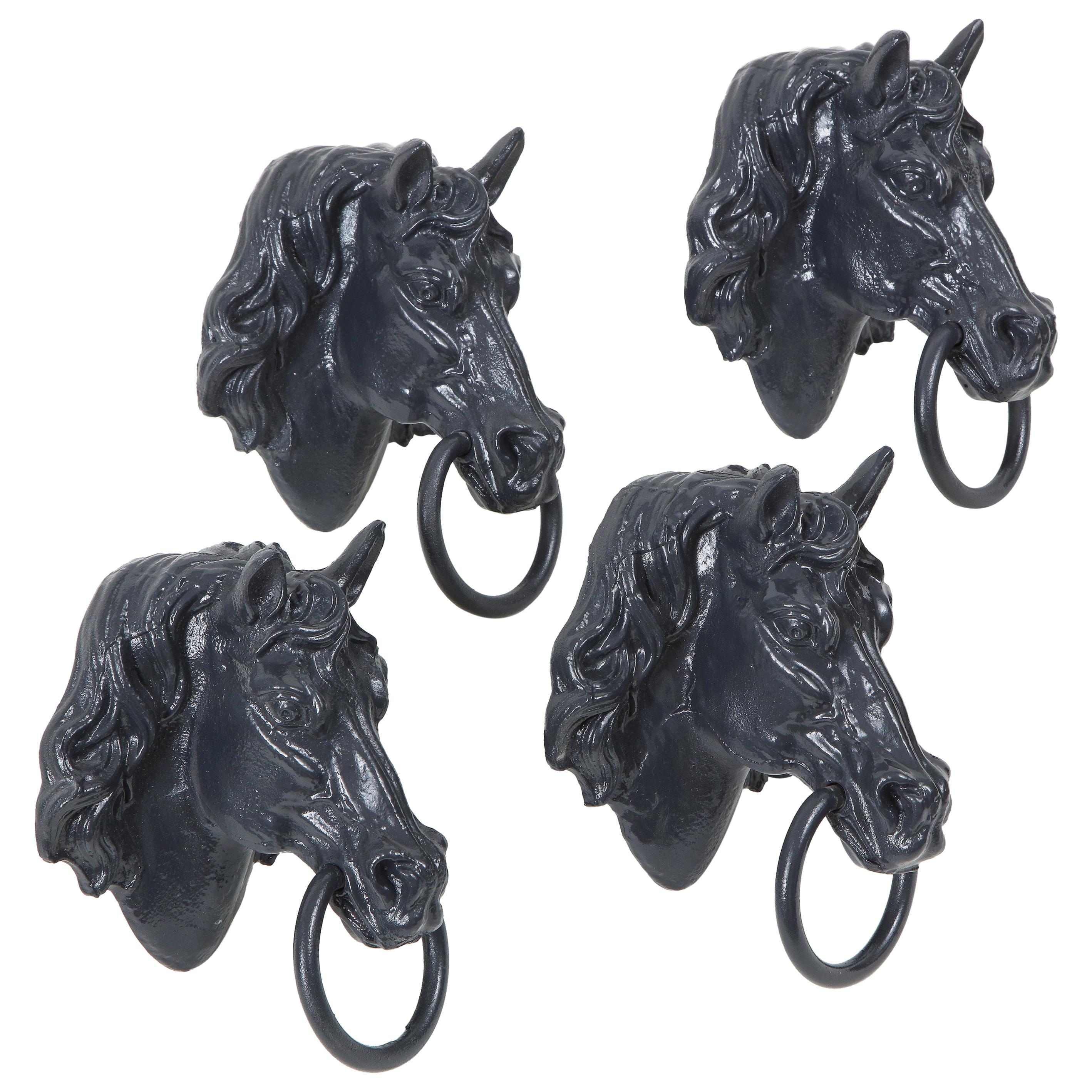 Set of Four Vintage Hermès Cast Iron Horse Heads