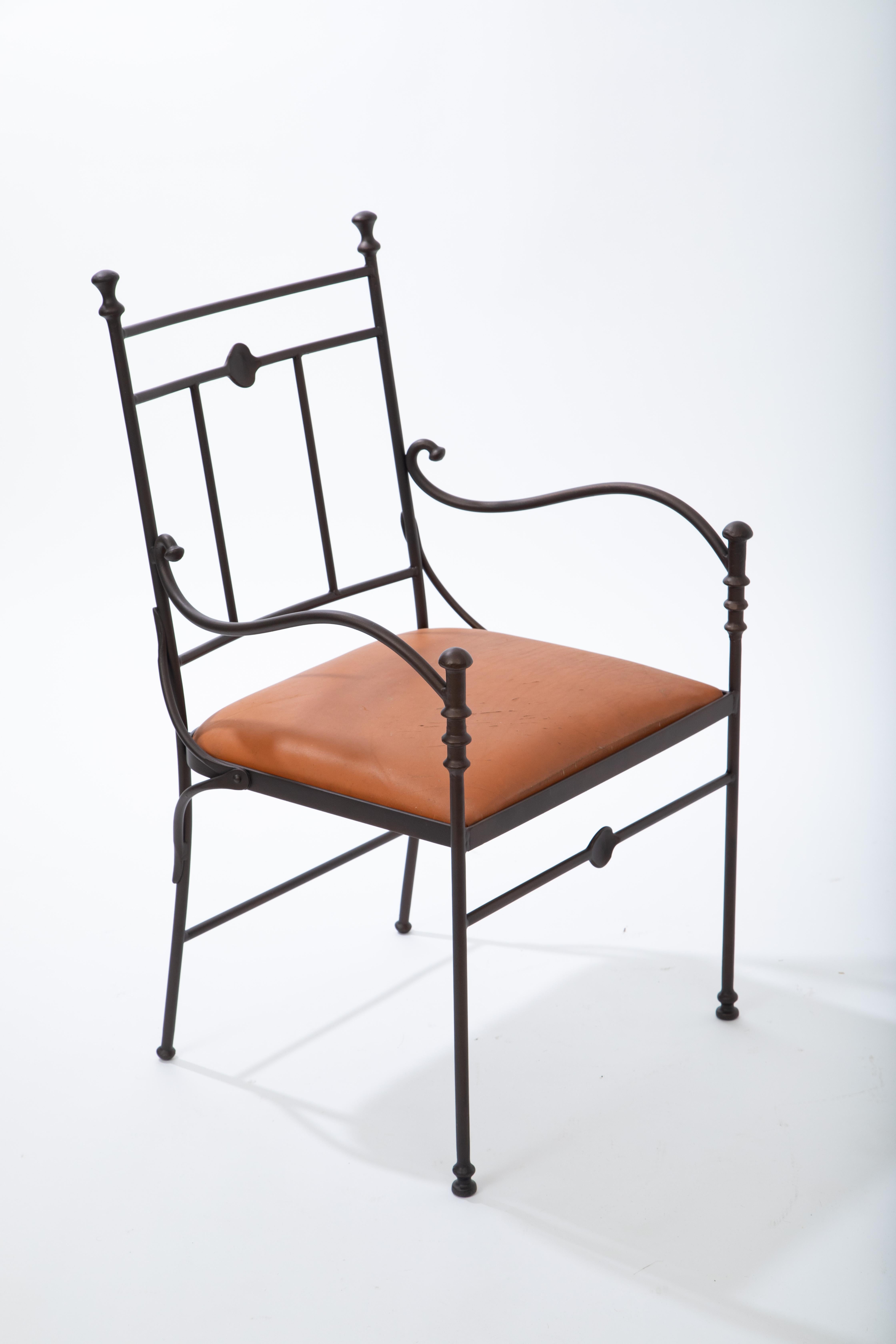 Italian Set of Four Vintage Iron Chairs Giacometti Style
