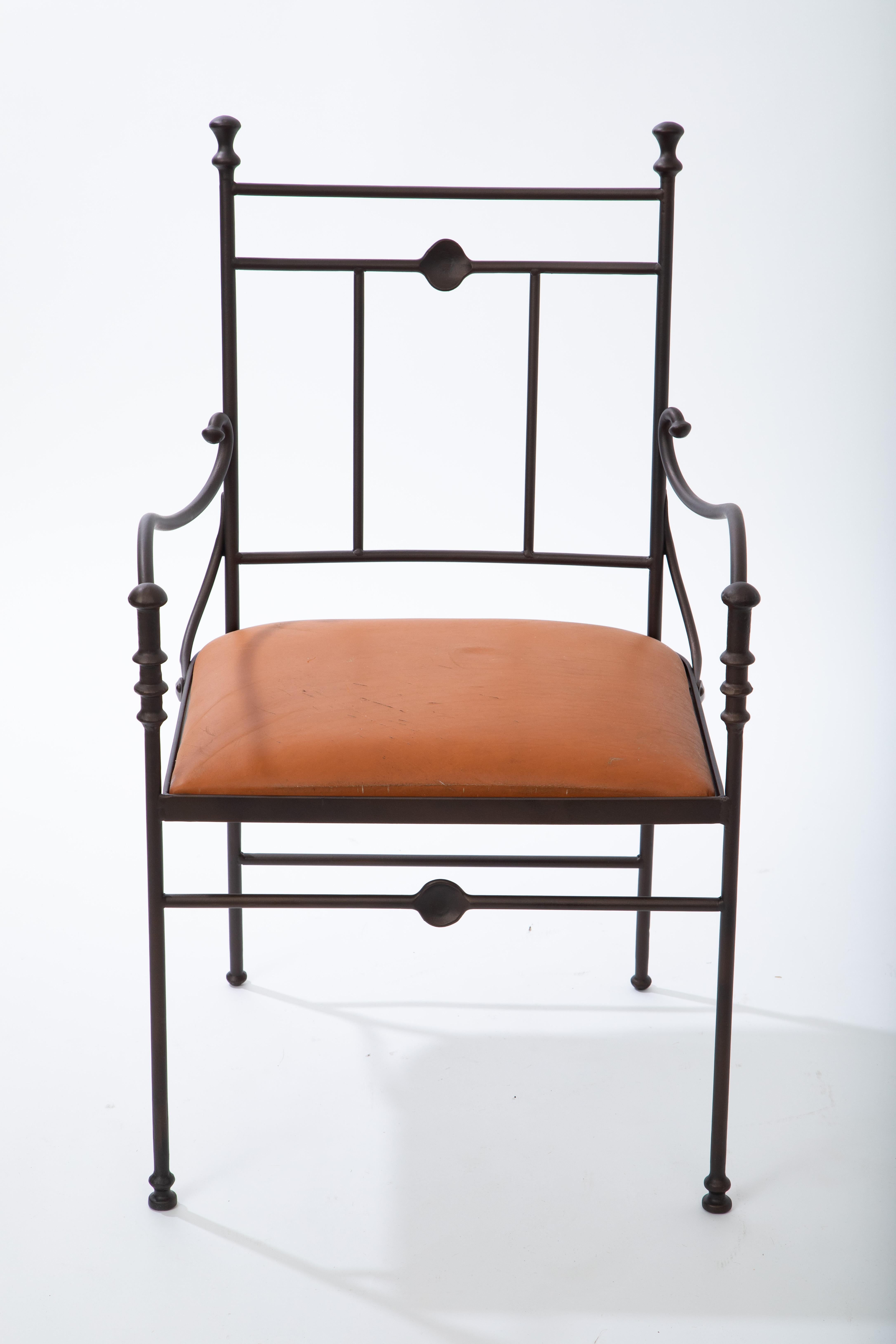 Blackened Set of Four Vintage Iron Chairs Giacometti Style