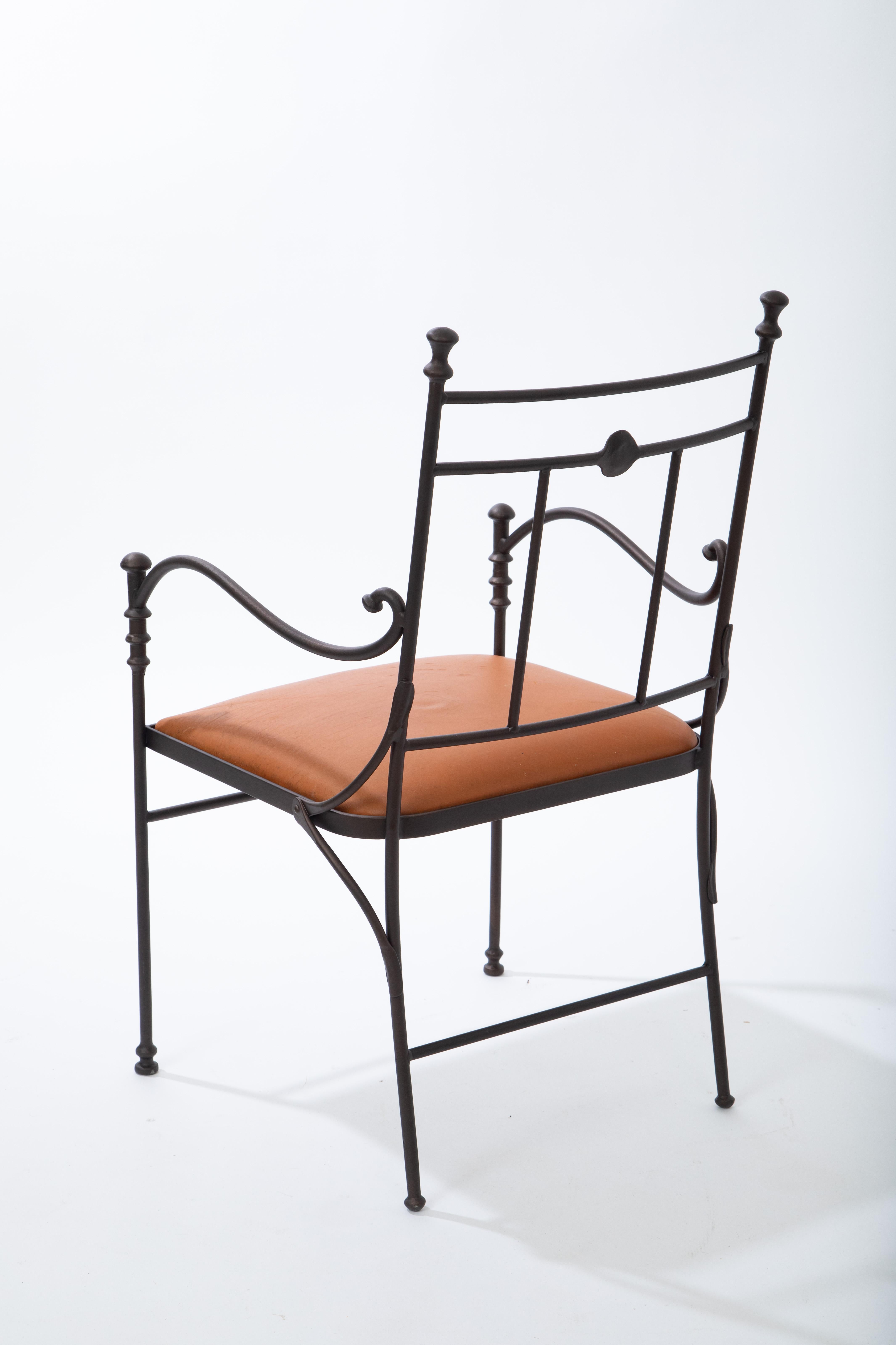 Late 20th Century Set of Four Vintage Iron Chairs Giacometti Style