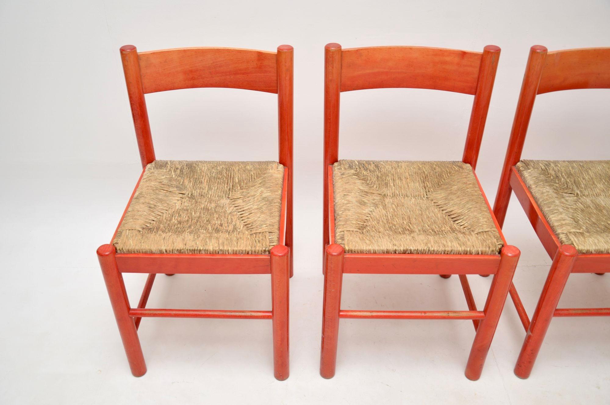 Woven Set of Four Vintage Italian Carimate Style Dining Chairs