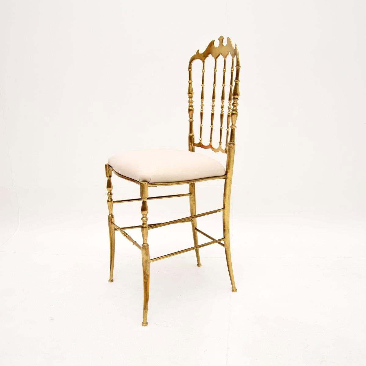 Set of Four Vintage Italian Chiavari Dining Chairs in Solid Brass 7