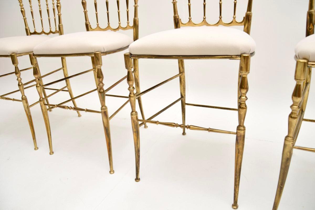 Set of Four Vintage Italian Chiavari Dining Chairs in Solid Brass 4