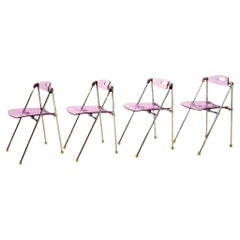 Set of Four Vintage Italian Folding Dining Chairs by Giancarlo Piretti for Caste