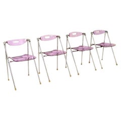 Ensemble de quatre chaises de salle à manger pliantes italiennes vintage de Giancarlo Piretti pour Caste