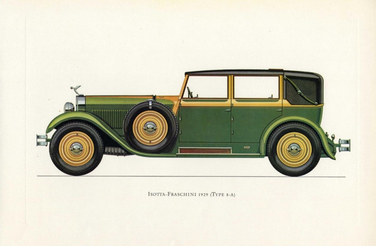 Set von vier gerahmten Farblithografien von italienischen Vintage-Autos, Italien, im Vintage-Stil, 1964 (Englisch) im Angebot