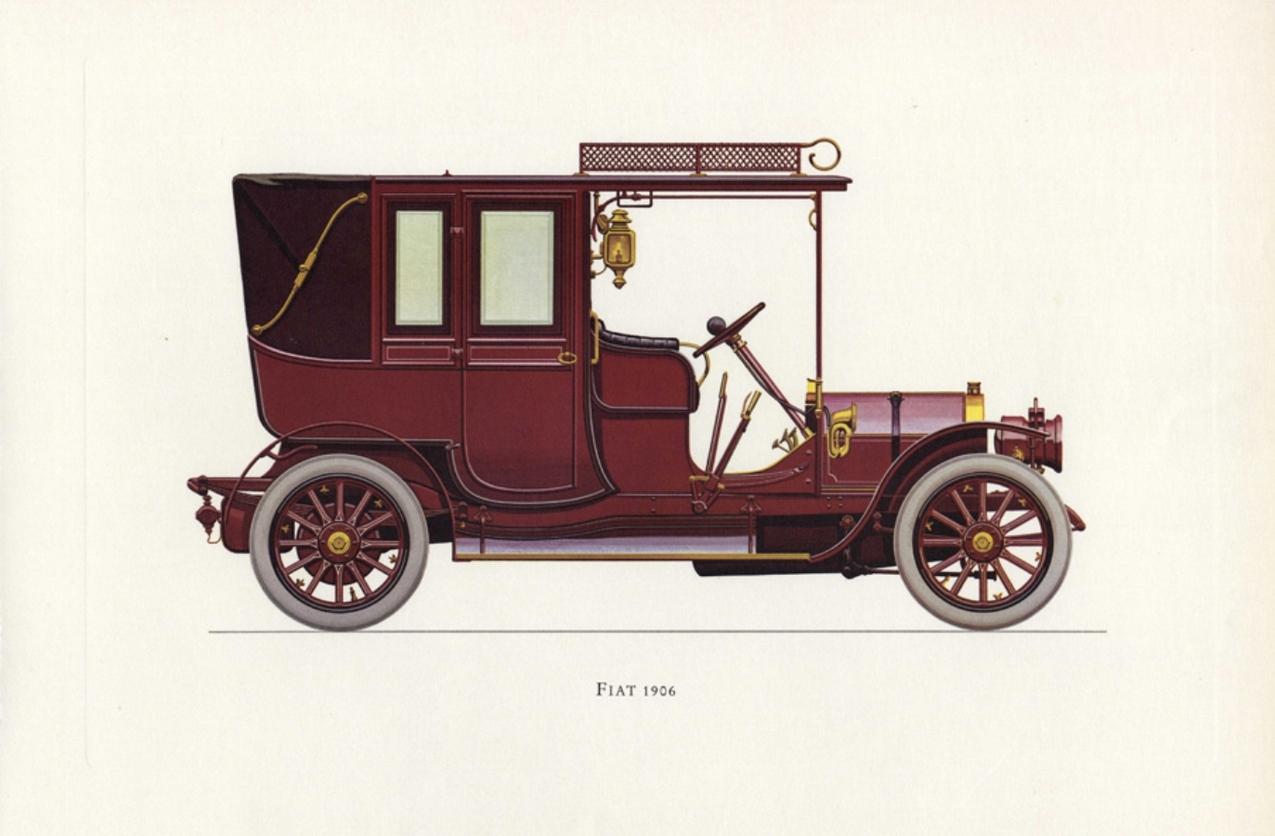 Set von vier gerahmten Farblithografien von italienischen Vintage-Autos, Italien, im Vintage-Stil, 1964 (20. Jahrhundert) im Angebot