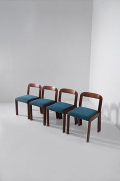 Set of four vintage Italian slippers with original light blue cotton fabric from