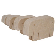 Set of Four Vintage Italian Travertine Elephant Sculptures by Fratelli Mannelli