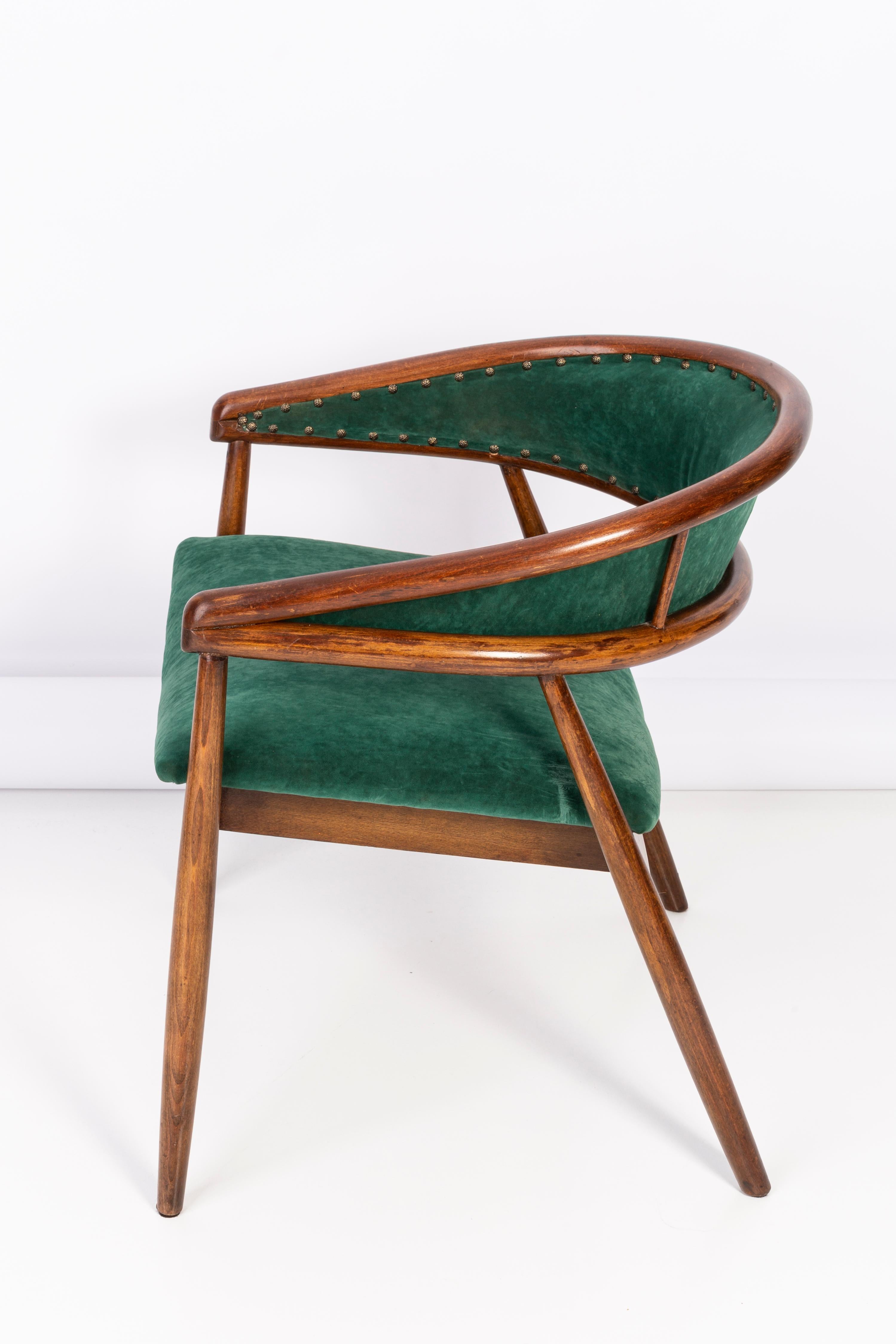 Set of Four Vintage James Mont Bent Beech Armchairs, Dark Green, Europe, 1960s For Sale 3