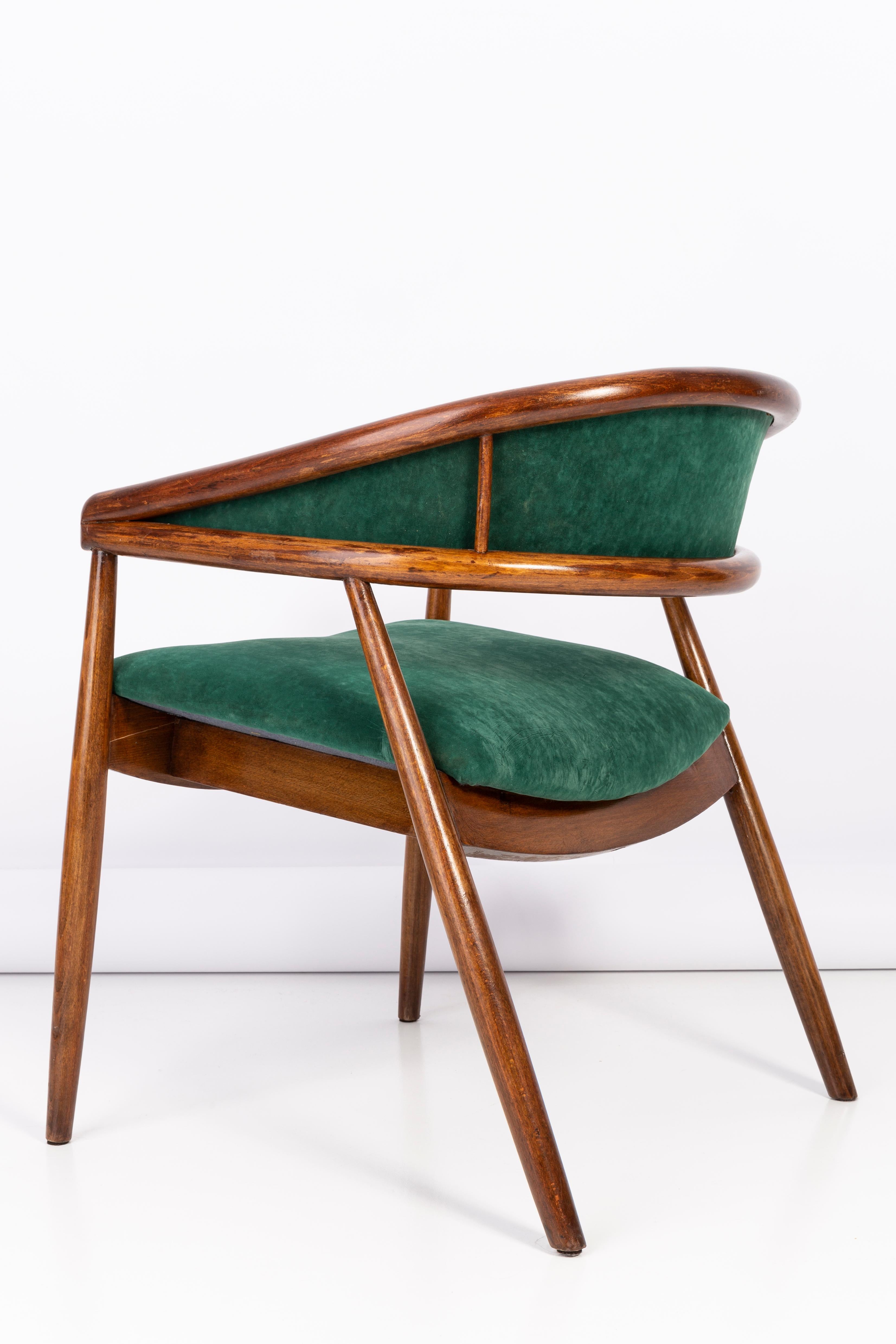 Set of Four Vintage James Mont Bent Beech Armchairs, Dark Green, Europe, 1960s For Sale 4