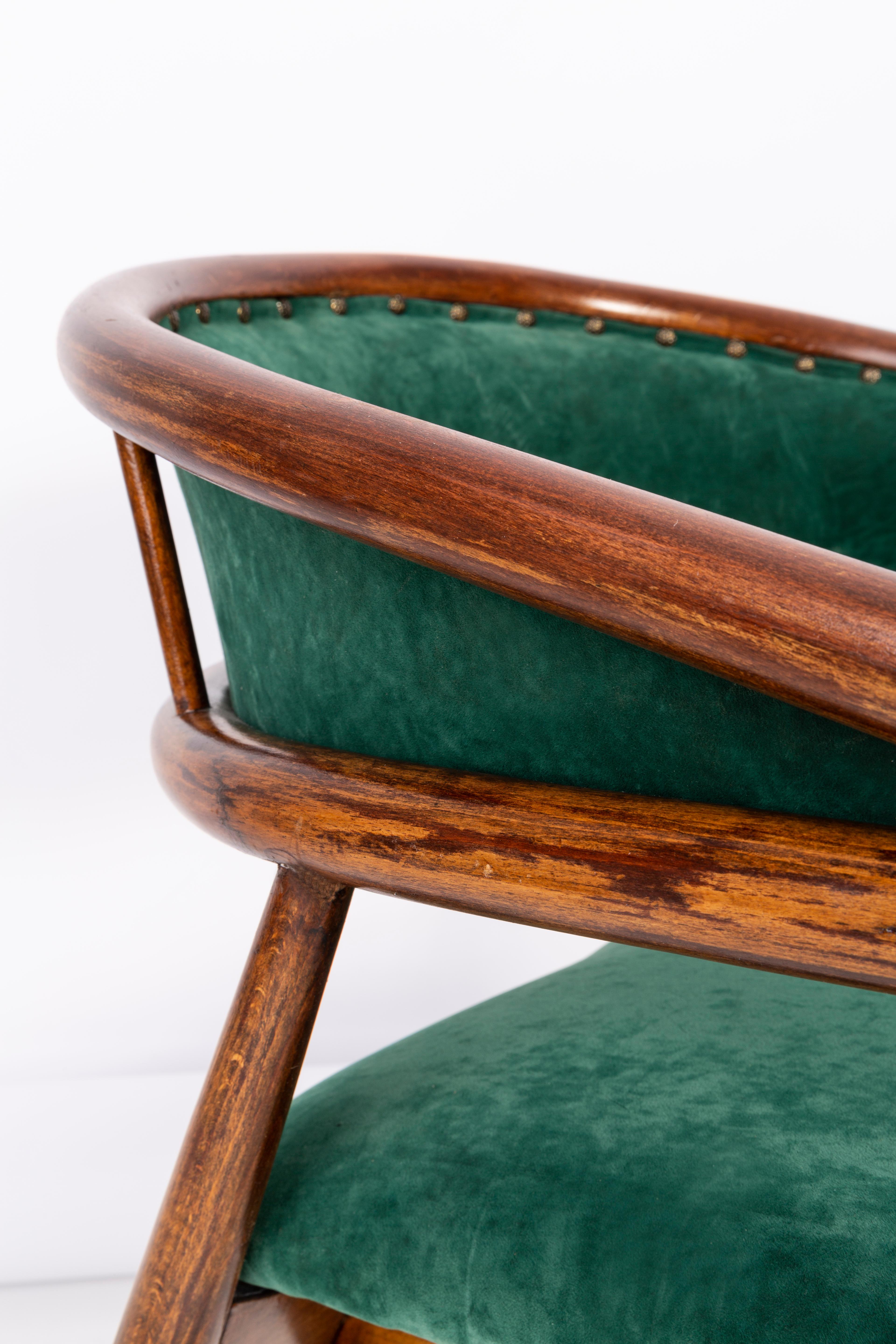 Polish Set of Four Vintage James Mont Bent Beech Armchairs, Dark Green, Europe, 1960s For Sale