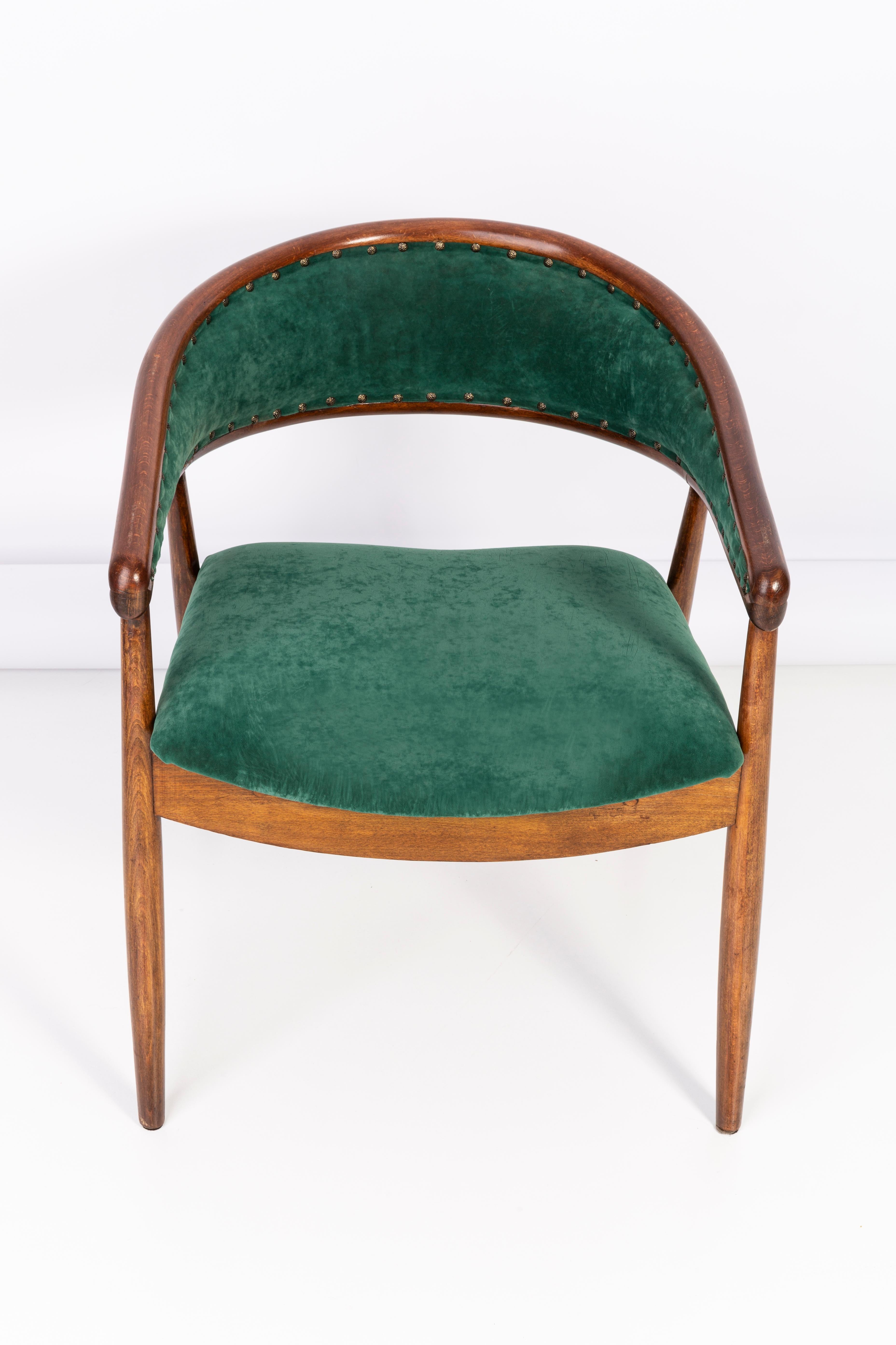 Set of Four Vintage James Mont Bent Beech Armchairs, Dark Green, Europe, 1960s In Excellent Condition For Sale In 05-080 Hornowek, PL