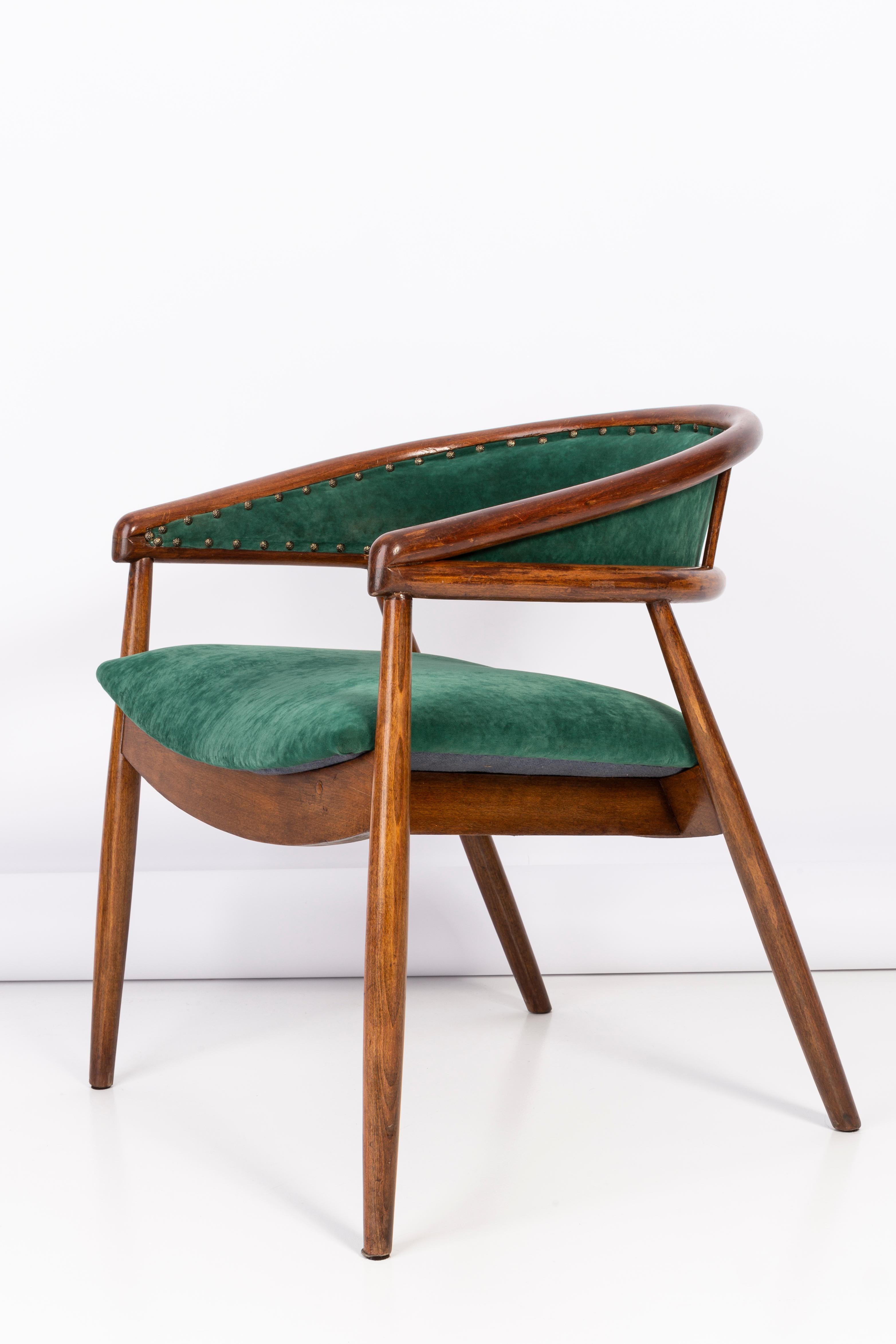 Set of Four Vintage James Mont Bent Beech Armchairs, Dark Green, Europe, 1960s For Sale 1