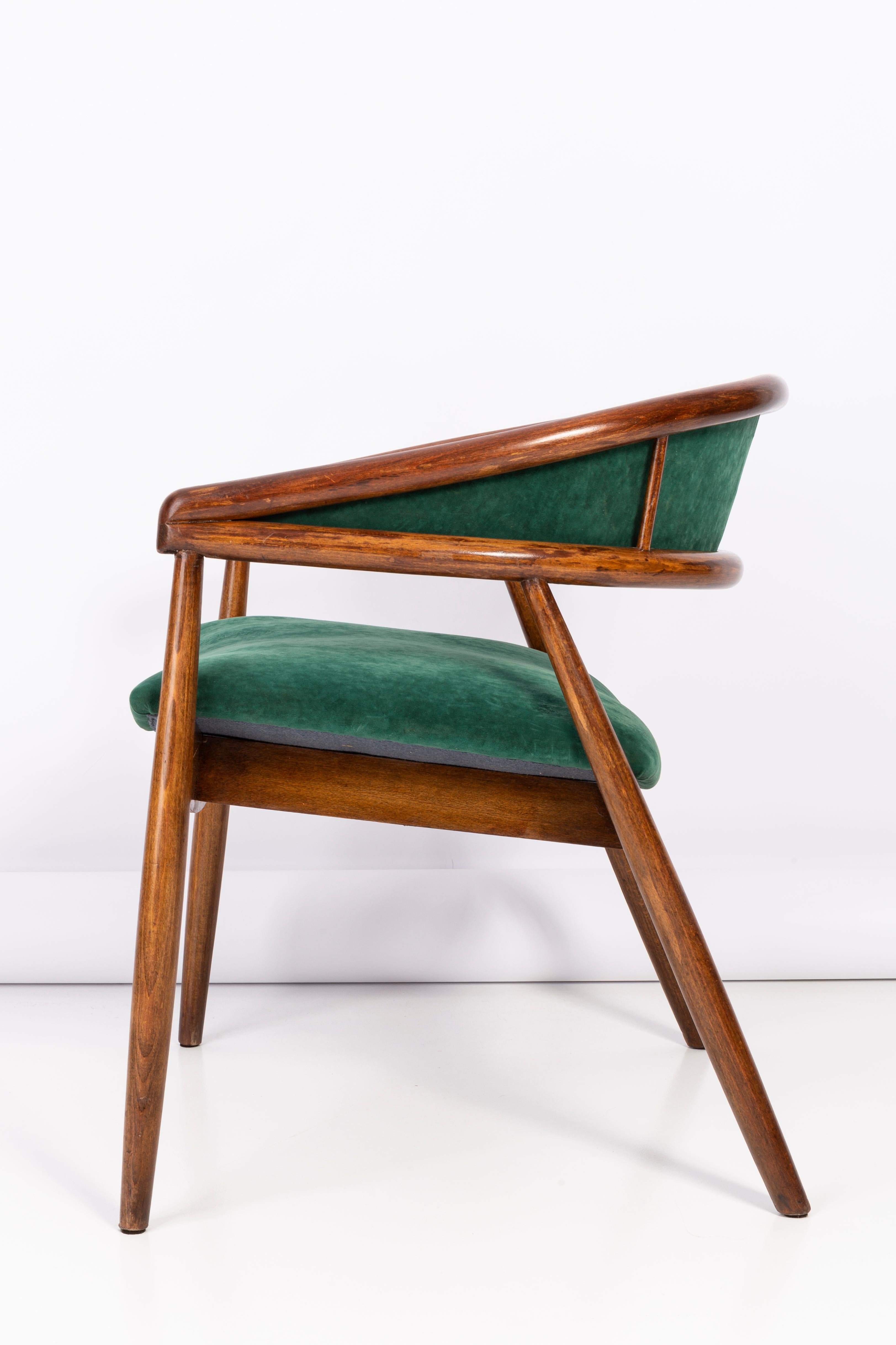 Set of Four Vintage James Mont Bent Beech Armchairs, Dark Green, Europe, 1960s For Sale 2