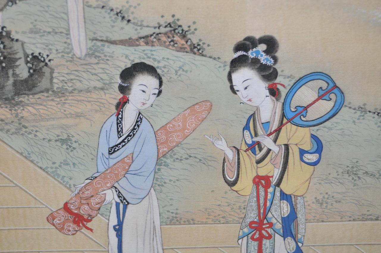 vintage japanese silk painting