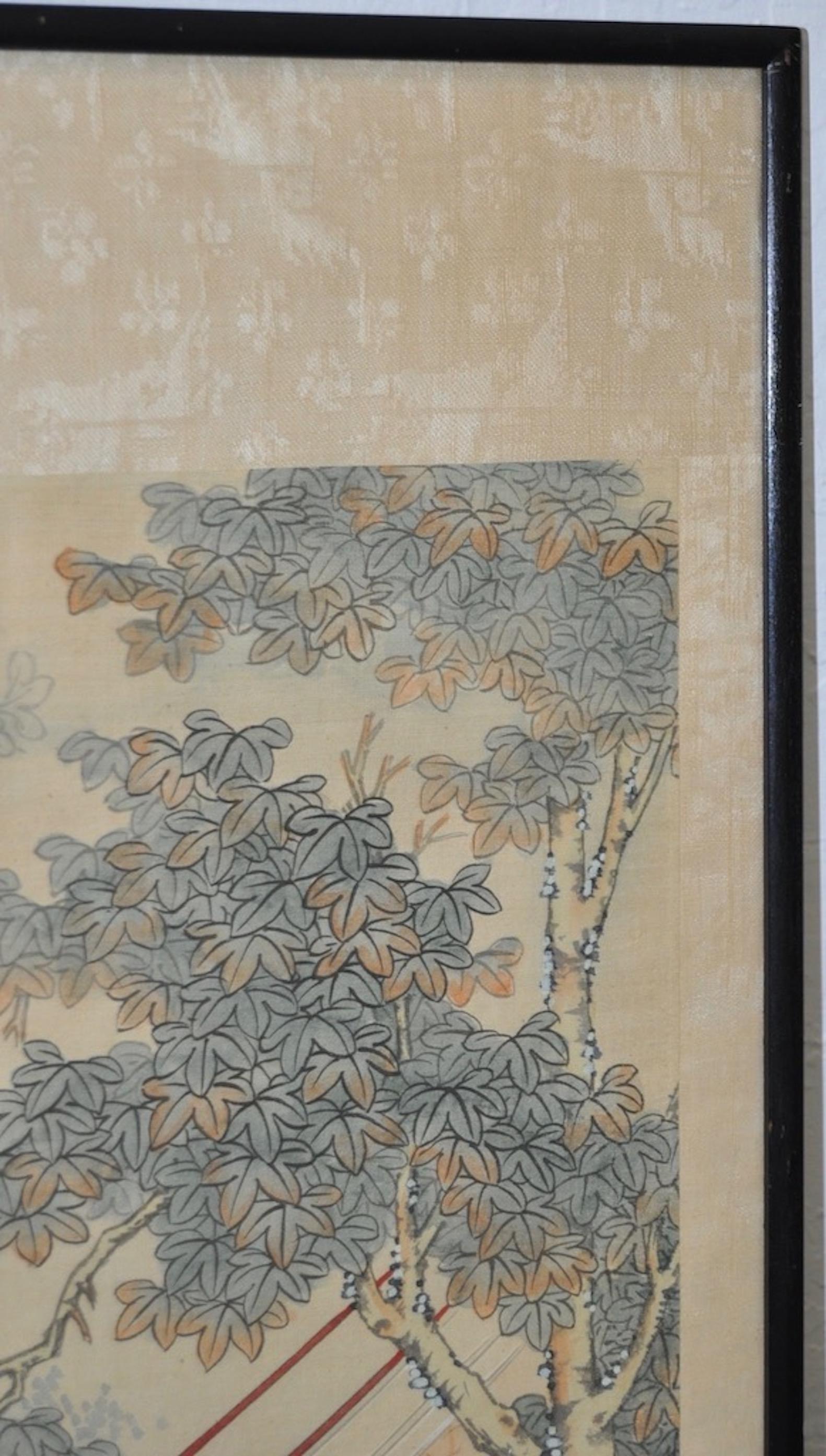 vintage japanese painting on silk