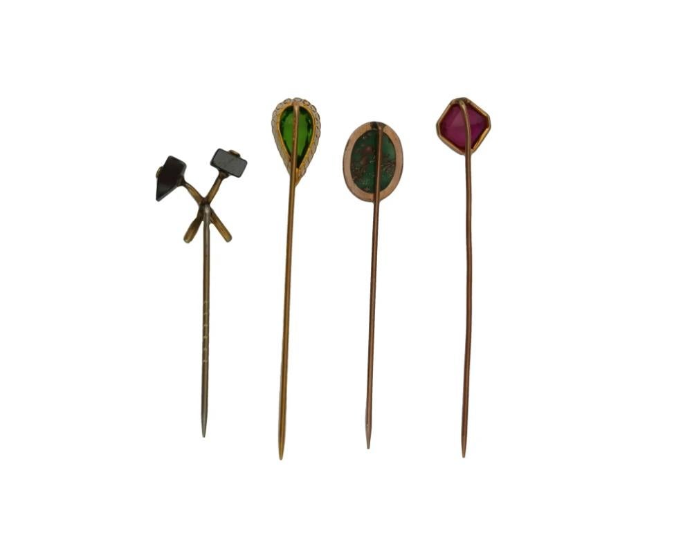 Ensemble de quatre épingles à bijoux vintage en or Bon état - En vente à New York, NY