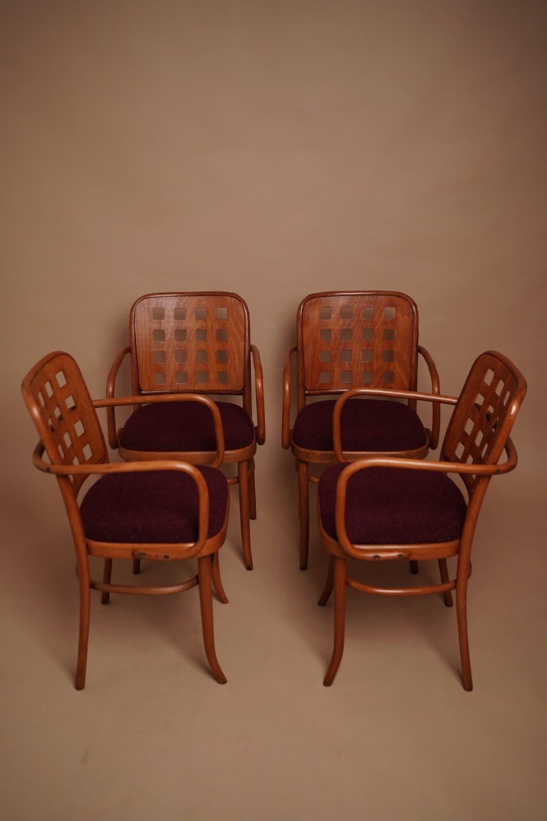 Ensemble de quatre chaises vintage Josef Hoffmann Prague 811 fabriquées par STOL Kamnik, années 1960 en vente 2